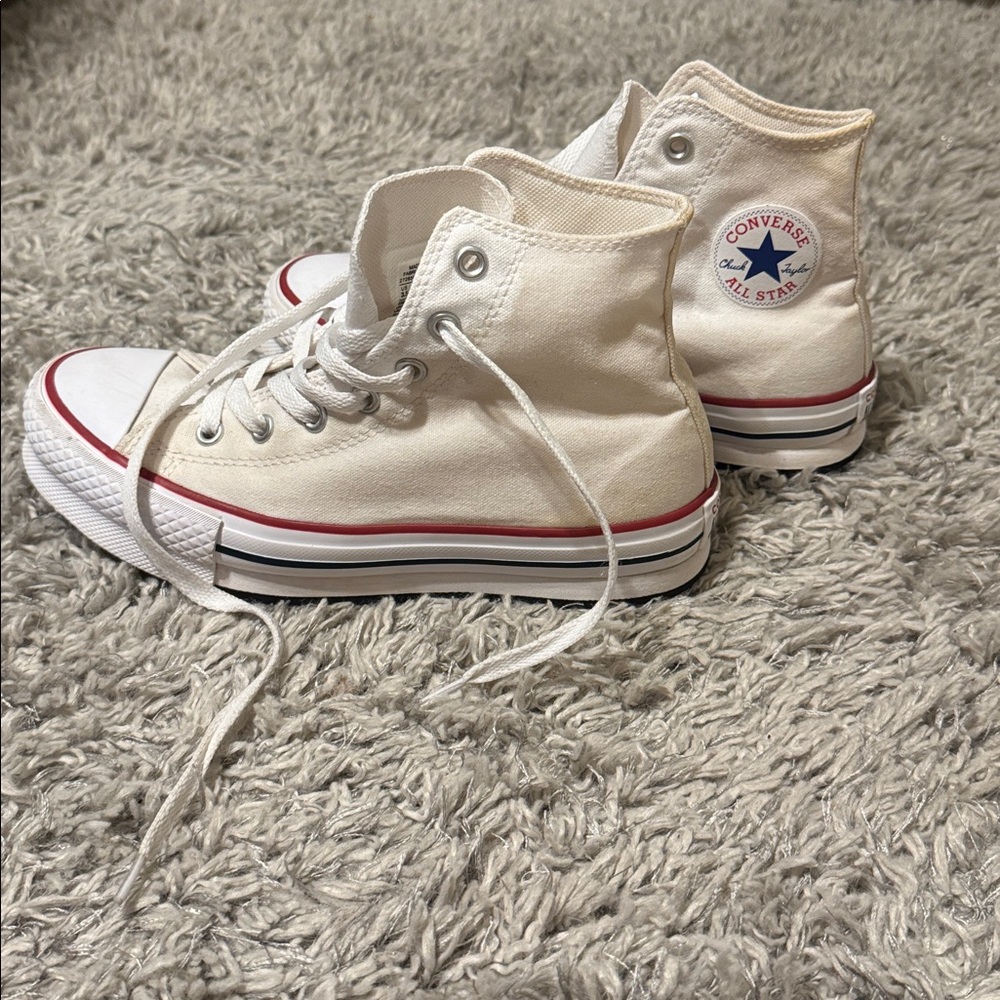 Converse Kids Cream and Red High-Top Sneakers
